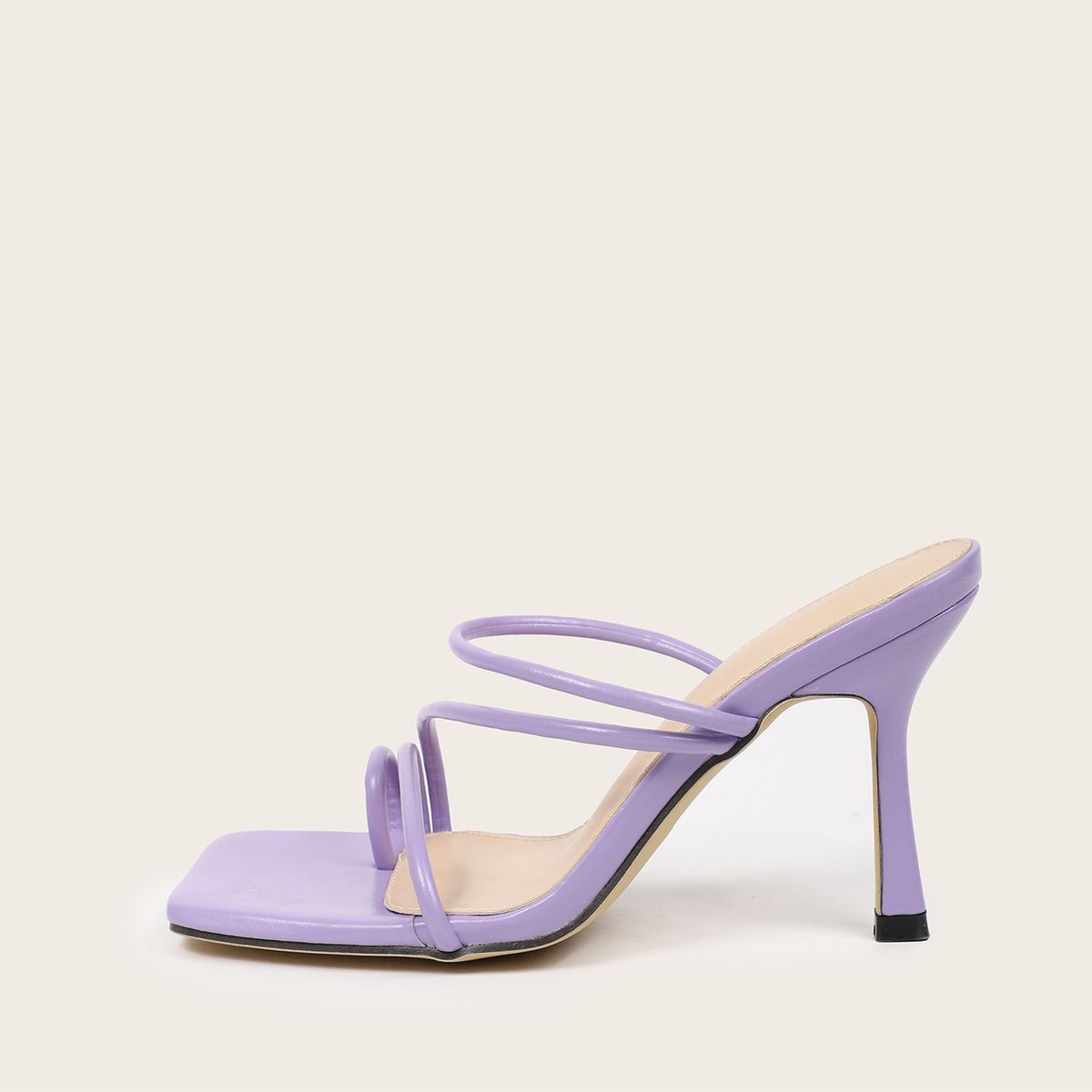 New Style Small Fresh Square Toe Clip Back Thin Heel High Heel Sandals
