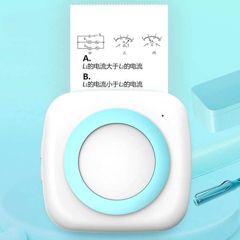 HD Portable Printer Student Pocket Copier Mini Photo Label Printer-Standard Edition(Blue White)