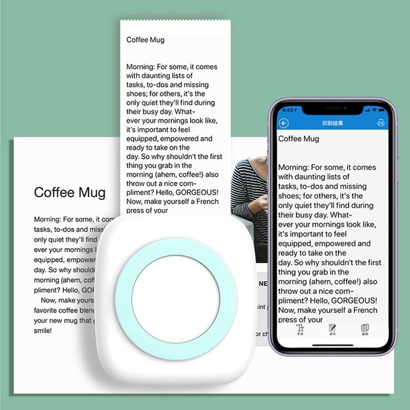 HD Portable Printer Student Pocket Copier Mini Photo Label Printer-Standard Edition(Blue White)