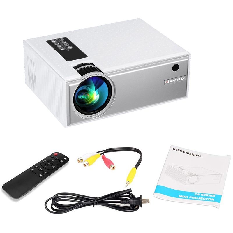 Cheerlux C8 1800 Lumens 1280x800 720P 1080P HD WiFi Smart Projector, Support HDMI / USB / VGA / AV(White)