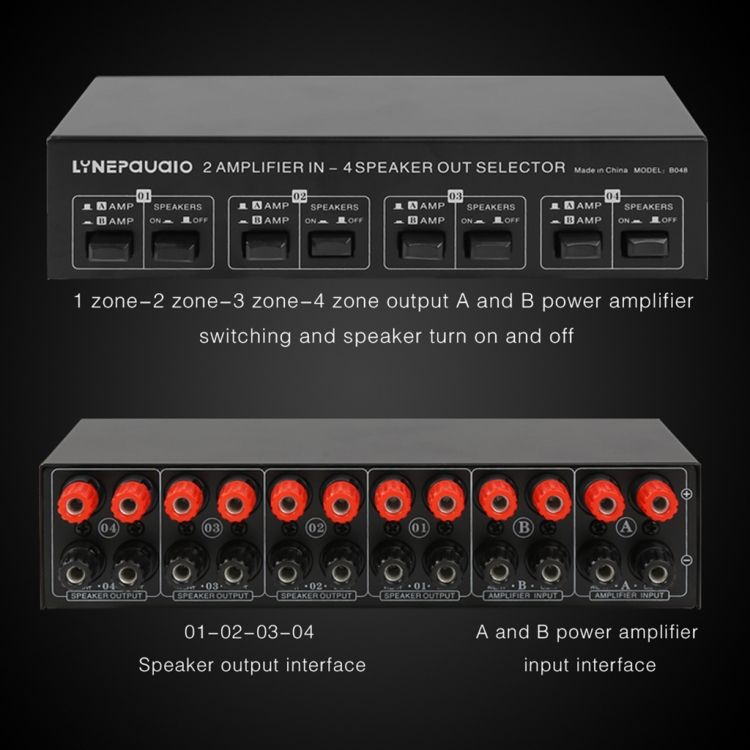 B048 2 In 4 Out Power Amplifier Speaker Switcher