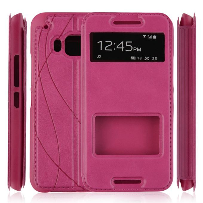 NEW Flip Window View PU Leather Stremline Flip Case Cover Skin For HTC M9