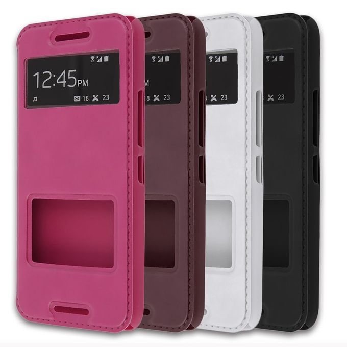 NEW Flip Window View PU Leather Stremline Flip Case Cover Skin For HTC M9