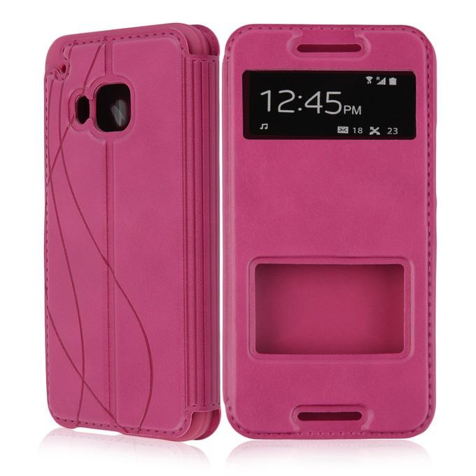 NEW Flip Window View PU Leather Stremline Flip Case Cover Skin For HTC M9