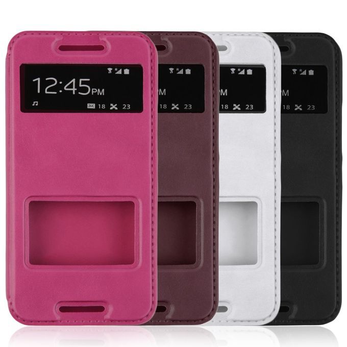NEW Flip Window View PU Leather Stremline Flip Case Cover Skin For HTC M9
