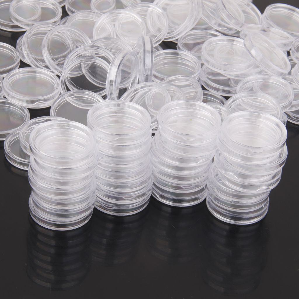 200pcs Clear Coin  Coins Holders 32mm 18mm Containers Storage