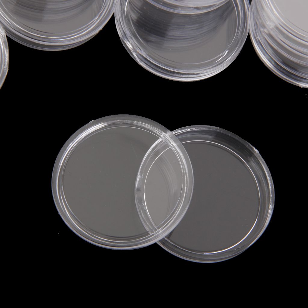 200pcs Clear Coin  Coins Holders 32mm 18mm Containers Storage