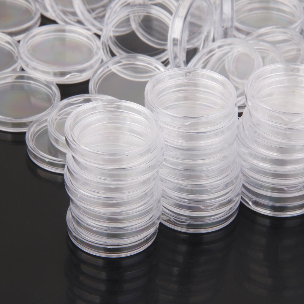 200pcs Clear Coin  Coins Holders 32mm 18mm Containers Storage