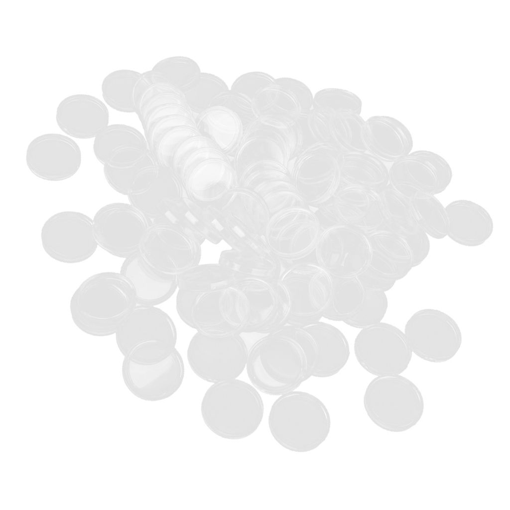 200pcs Clear Coin  Coins Holders 32mm 18mm Containers Storage