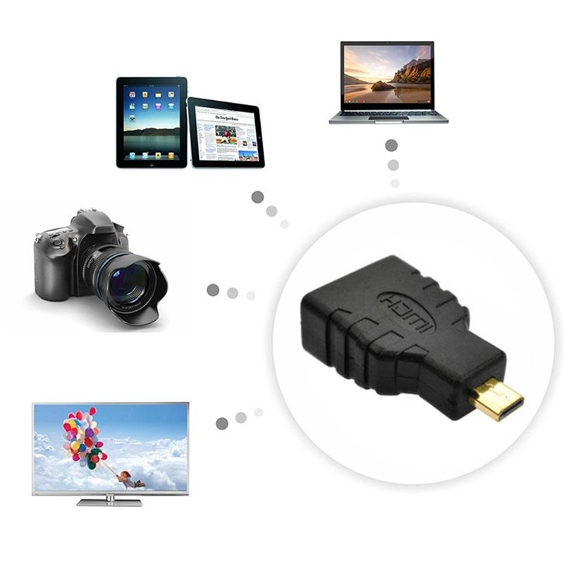 Micro HDMI Male To HDMI Female Adapter (Gold Plated)(Black)
