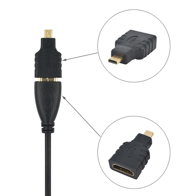 Micro HDMI Male To HDMI Female Adapter (Gold Plated)(Black)