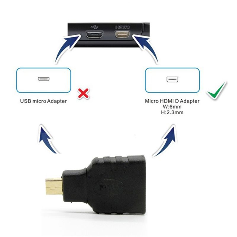 Micro HDMI Male To HDMI Female Adapter (Gold Plated)(Black)