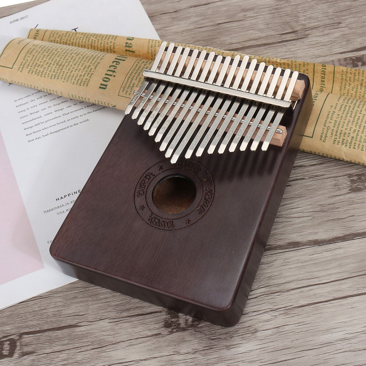 17 Key African Mahogany Wooden Finger Kalimba Piano Percussion Music Christmas Gifts