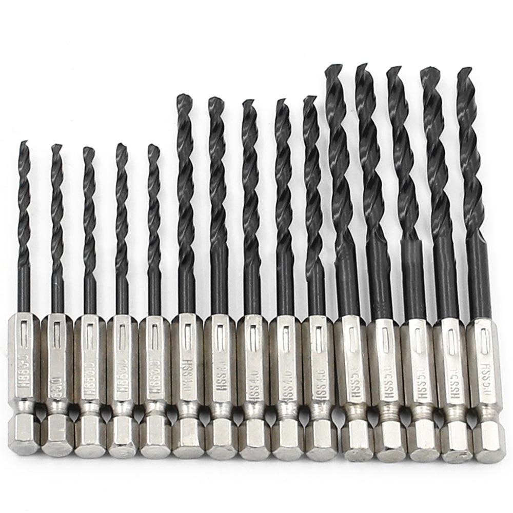 15pcs HSS 1/4inch Straight Shank TwistDrill Bits Set 3/4/5mm High Speed Steel TwistDrill Bits Woodworking Wood Drilling Tool