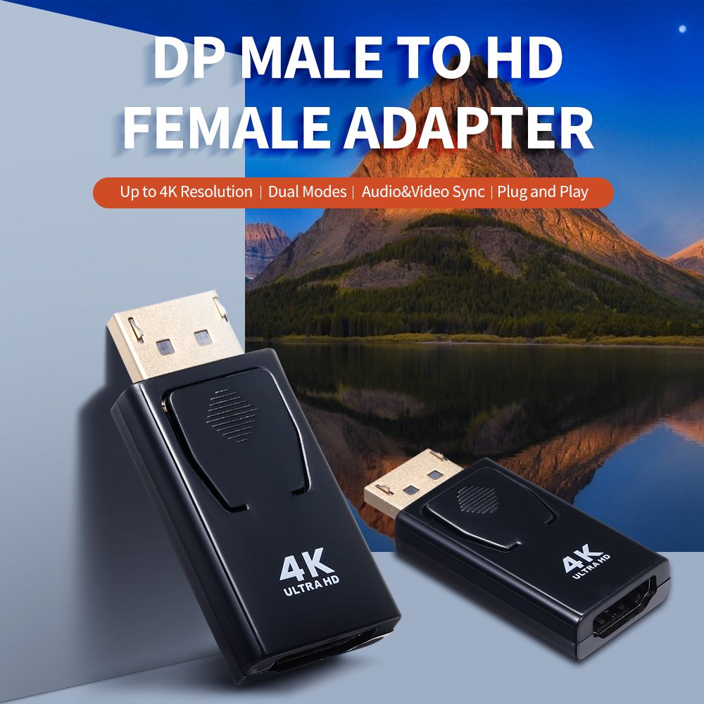 DP Male To HD Female Adapter Up To 4K Resolution