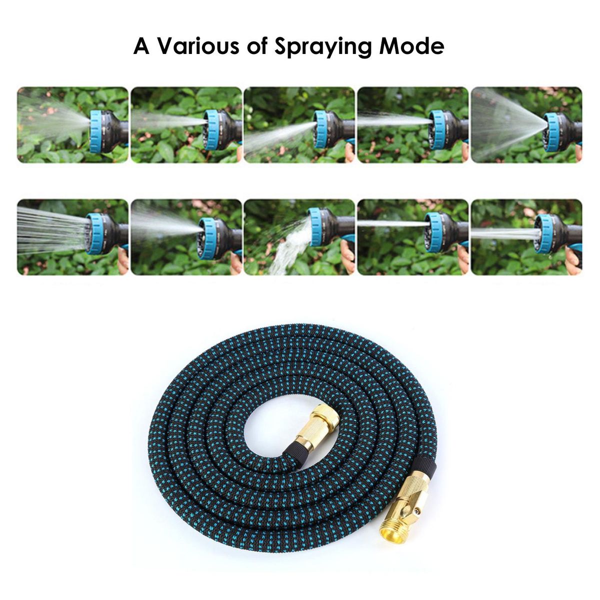 Expandable Garden Hose Multi-Functional Practical Flexible Water Hose with Nozzle Connectors for Floor Washing/Garden Watering/Pet Cleaning