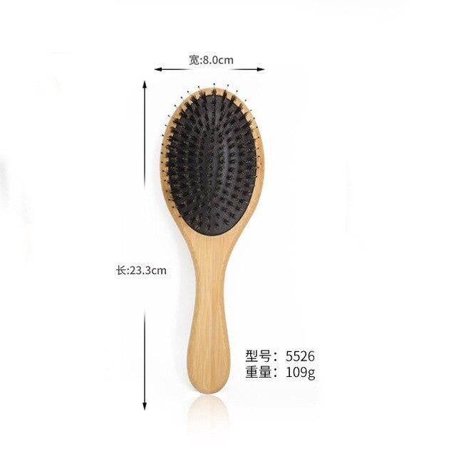 Hair Brush Natural Bamboo Handle Boar Bristles Anti-static Hair Scalp Paddle Hairbrush Gasbag Massage Comb Hair Care