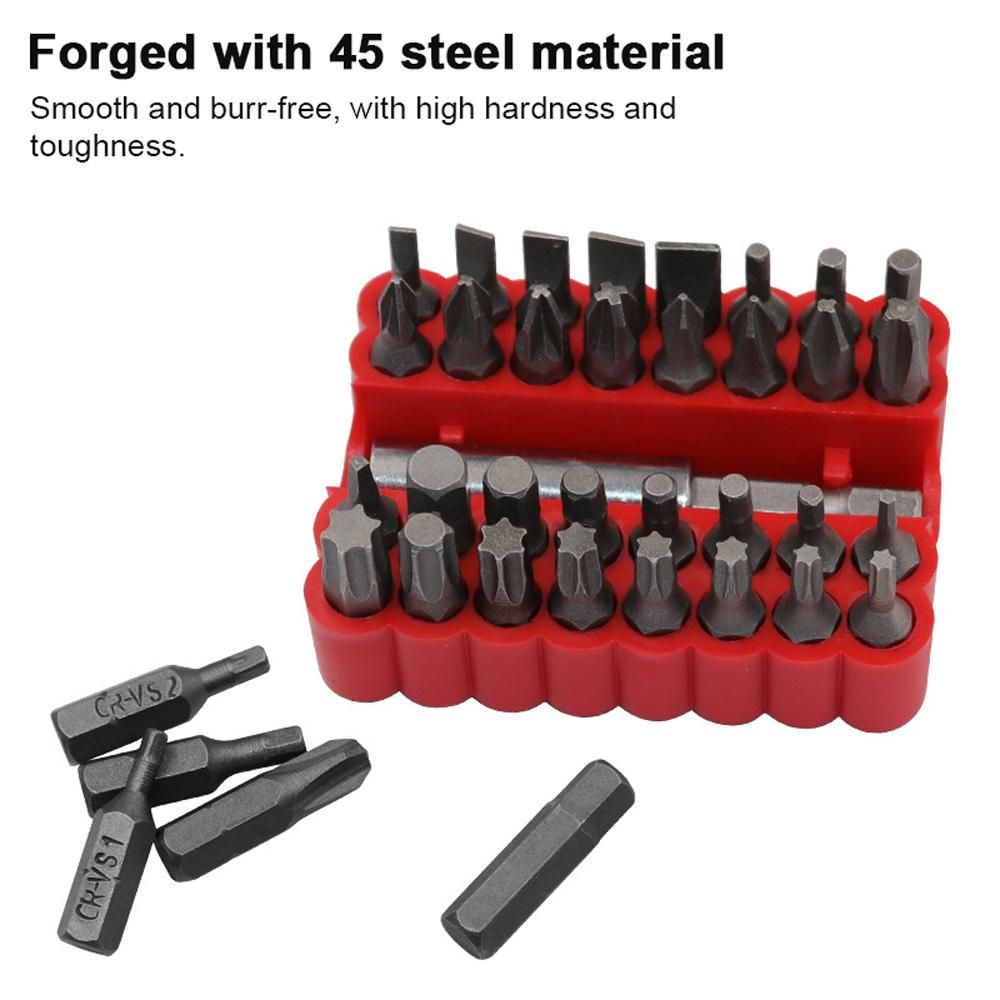 33pcs Screwdriver Bits Set 45 Steel Material Bit Kit with Long Magnetic Connecting Rod and 6.35MM 1/4'' Shank Diameter