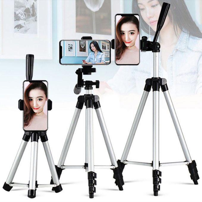 Foldable Alloy Camera Tripod Stand Mount Phone Holder-Silver