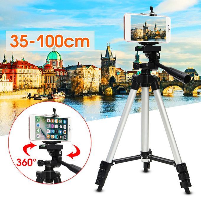 Foldable Alloy Camera Tripod Stand Mount Phone Holder-Silver