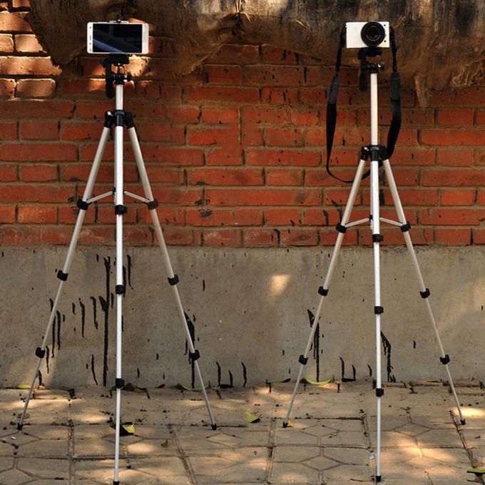 Foldable Alloy Camera Tripod Stand Mount Phone Holder-Silver