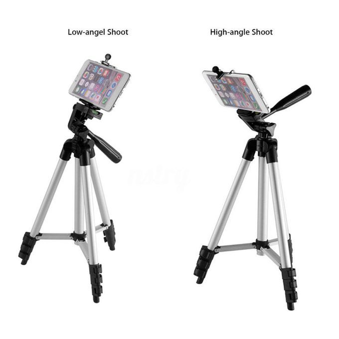 Foldable Alloy Camera Tripod Stand Mount Phone Holder-Silver