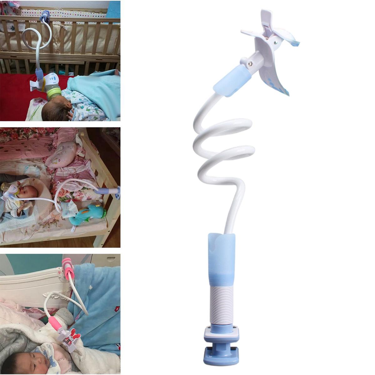 Hands Free Baby Bottle Holder Baby Bottle Clip Feeder Blue 105cm