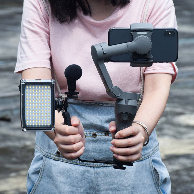 Handheld L-Shape Handle Mount Gimbal Grip Bracket For-Black