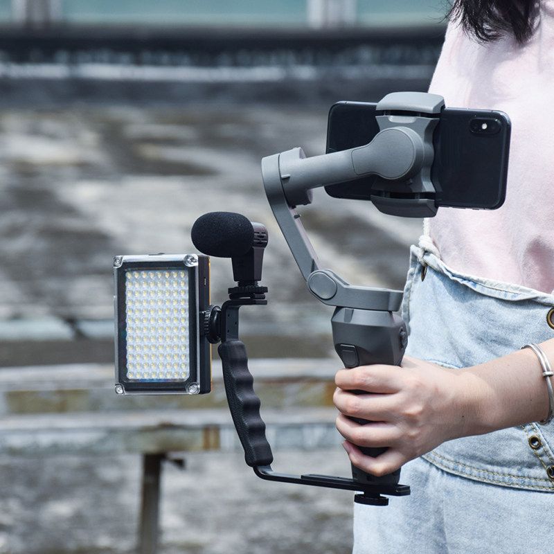 Handheld L-Shape Handle Mount Gimbal Grip Bracket For-Black