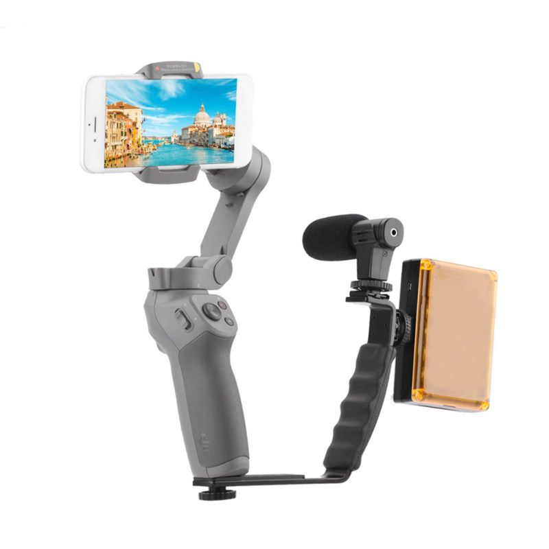 Handheld L-Shape Handle Mount Gimbal Grip Bracket For-Black