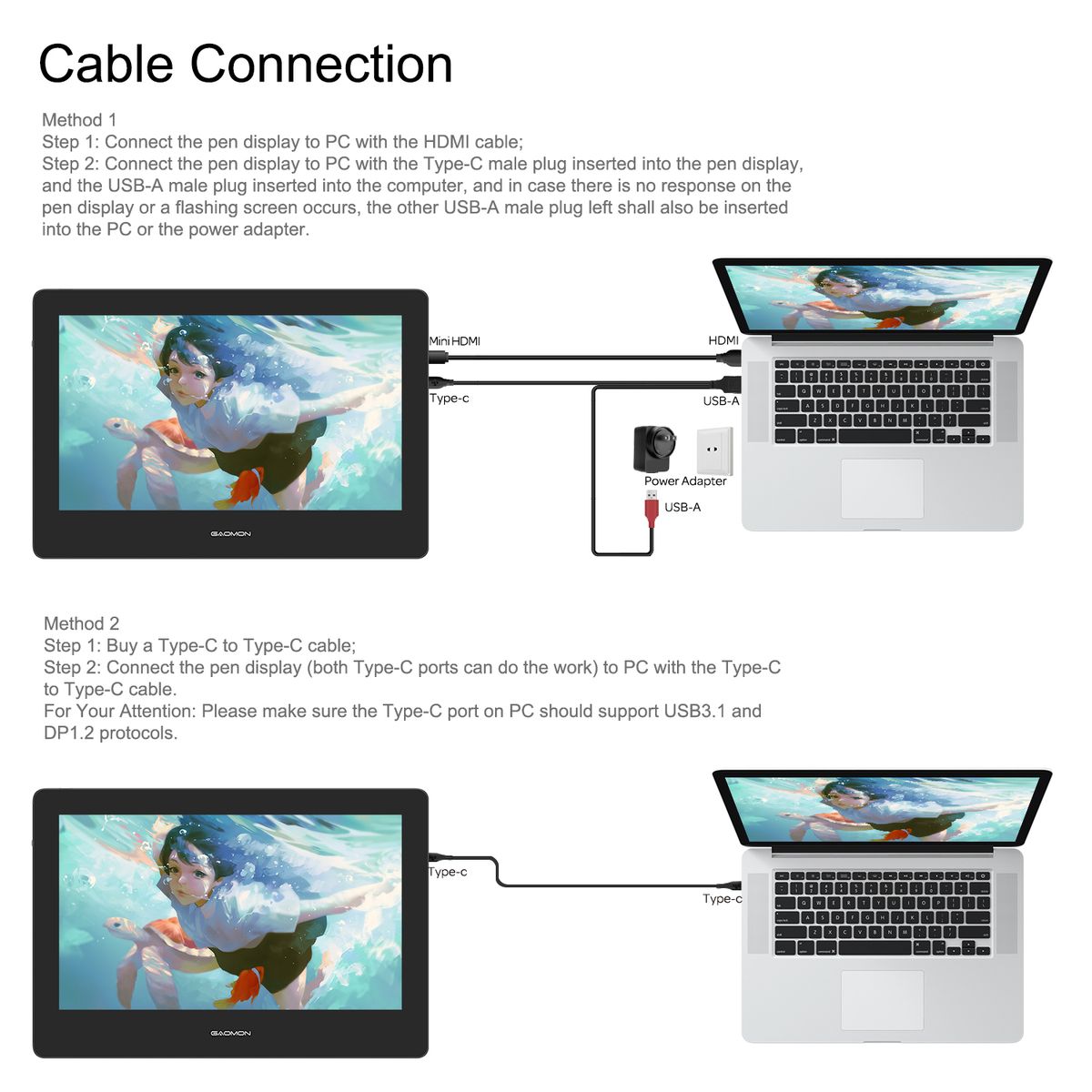 PD1320 13.3" Graphics Tablet Display Supports 60°Tilt