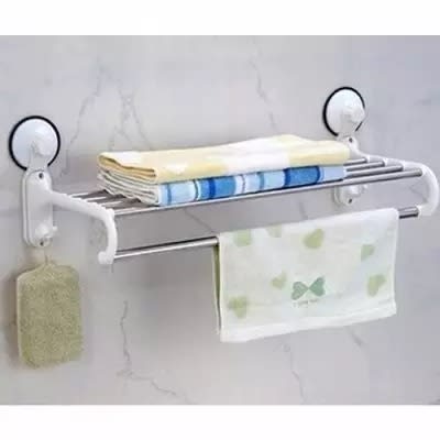 Double Layer Storage Towel Rack With Suction Cups