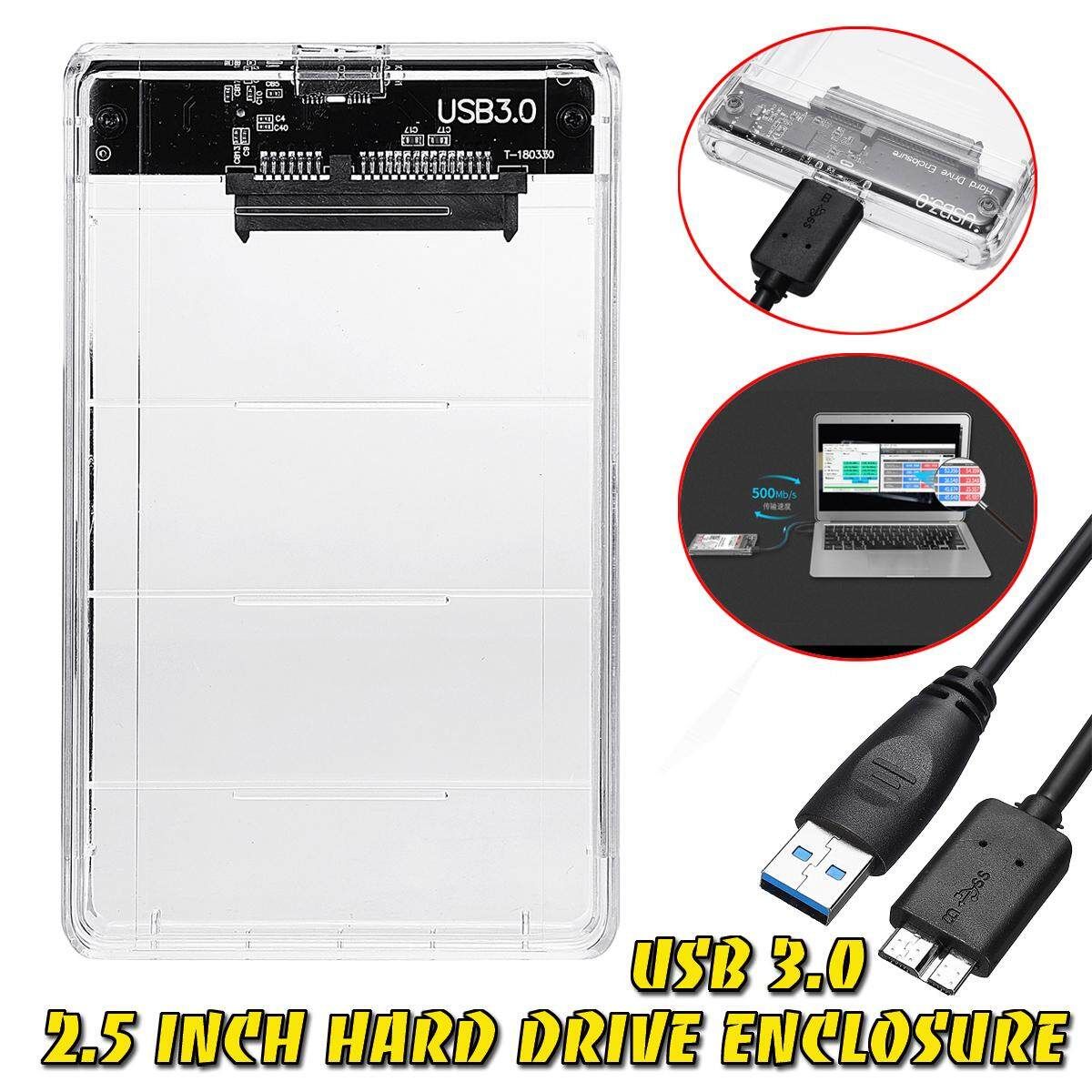 USB 3.0 Transparent 2.5" Hard Disk Drive Enclosure Box Case For SATA SSD HDD
