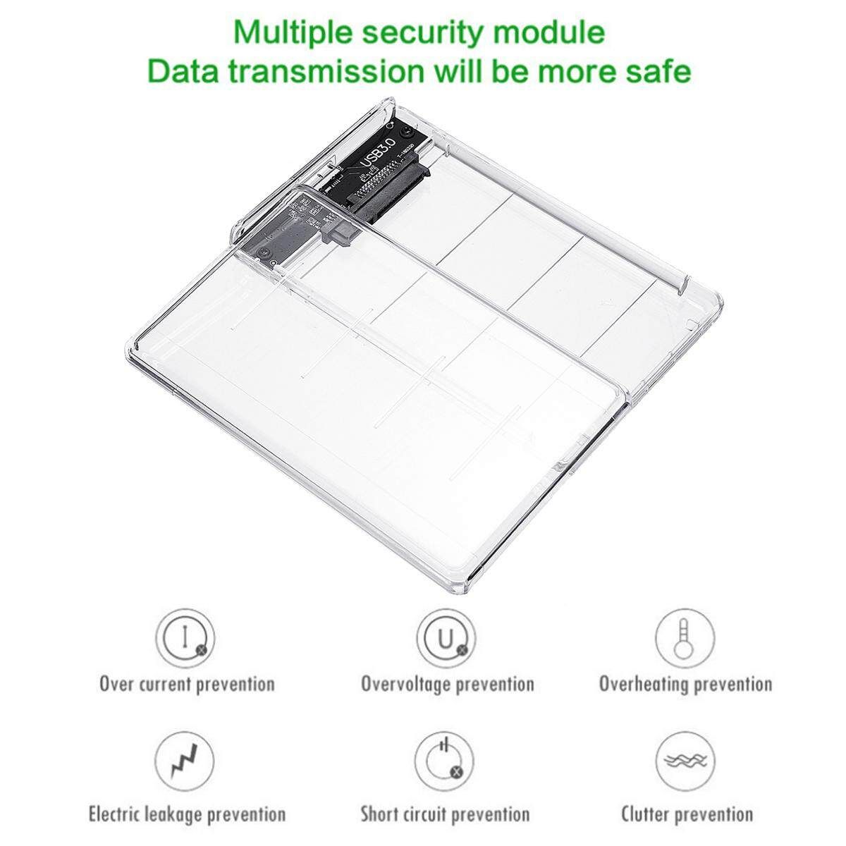 USB 3.0 Transparent 2.5" Hard Disk Drive Enclosure Box Case For SATA SSD HDD