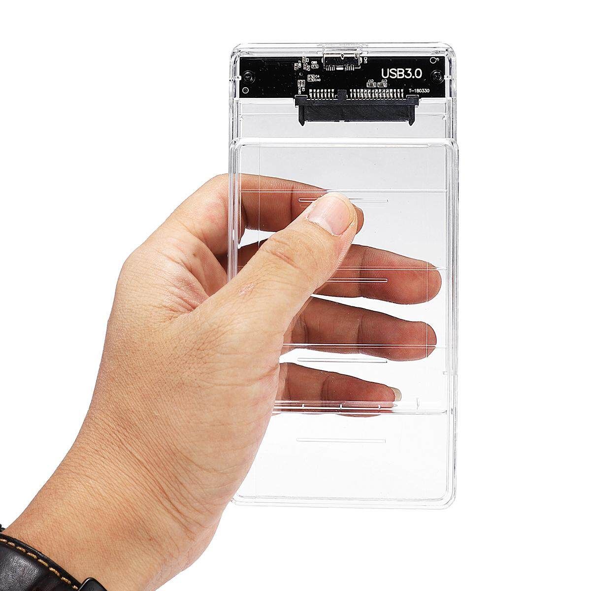 USB 3.0 Transparent 2.5" Hard Disk Drive Enclosure Box Case For SATA SSD HDD