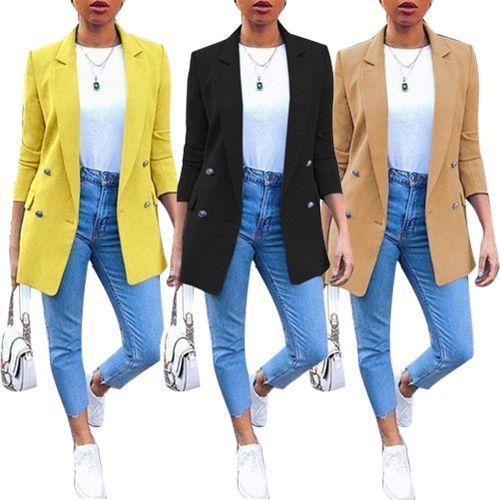 Office Lady Lapel Cardigan Mid-length Quality Suit Jacket