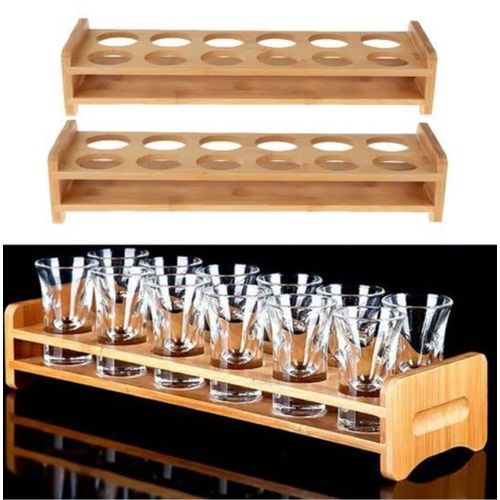 Tequila Shots Rack 12 Holes With Tequila Shot Glasses- 12