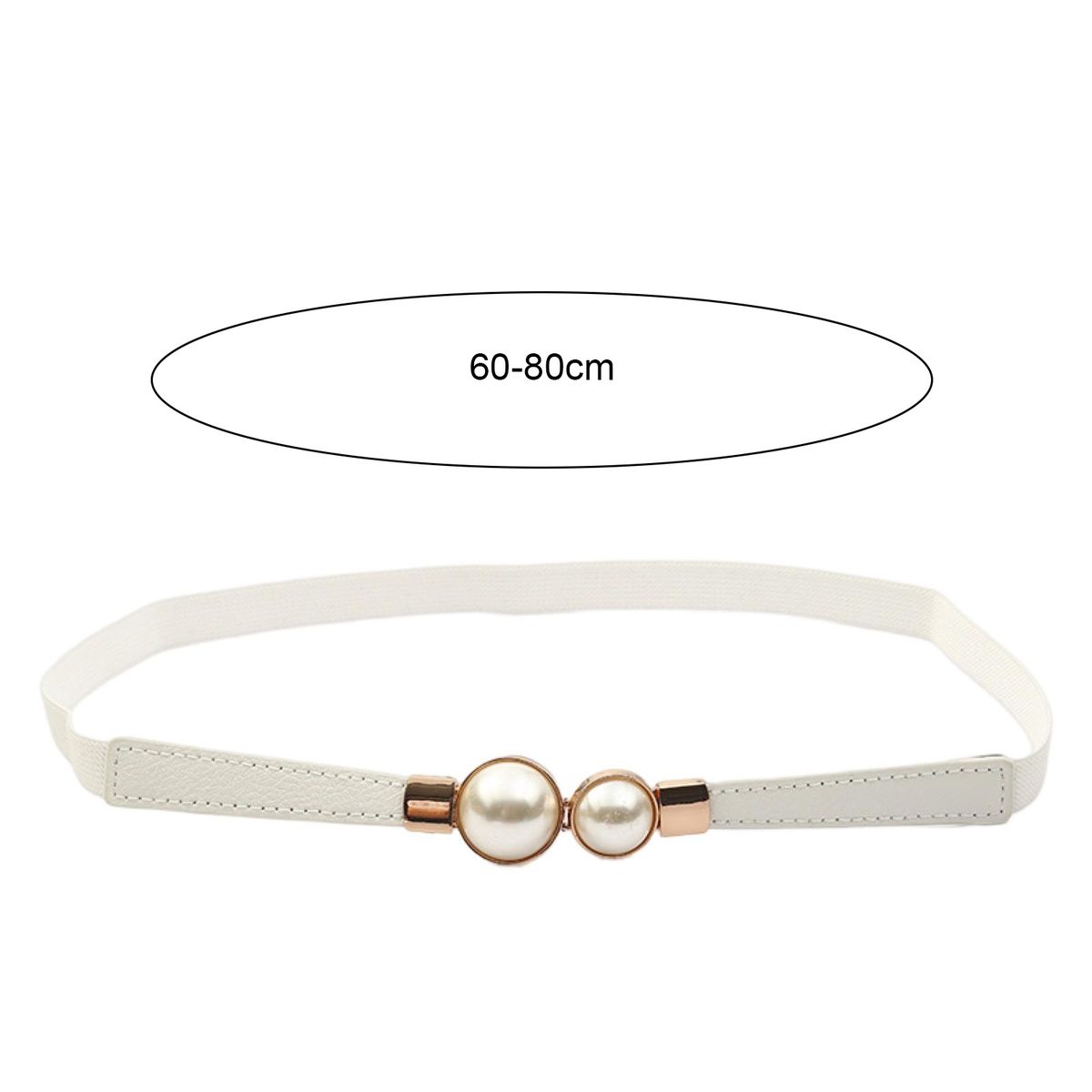 Dress Belt Women Pearl Buckle Waist Strap Decoration White