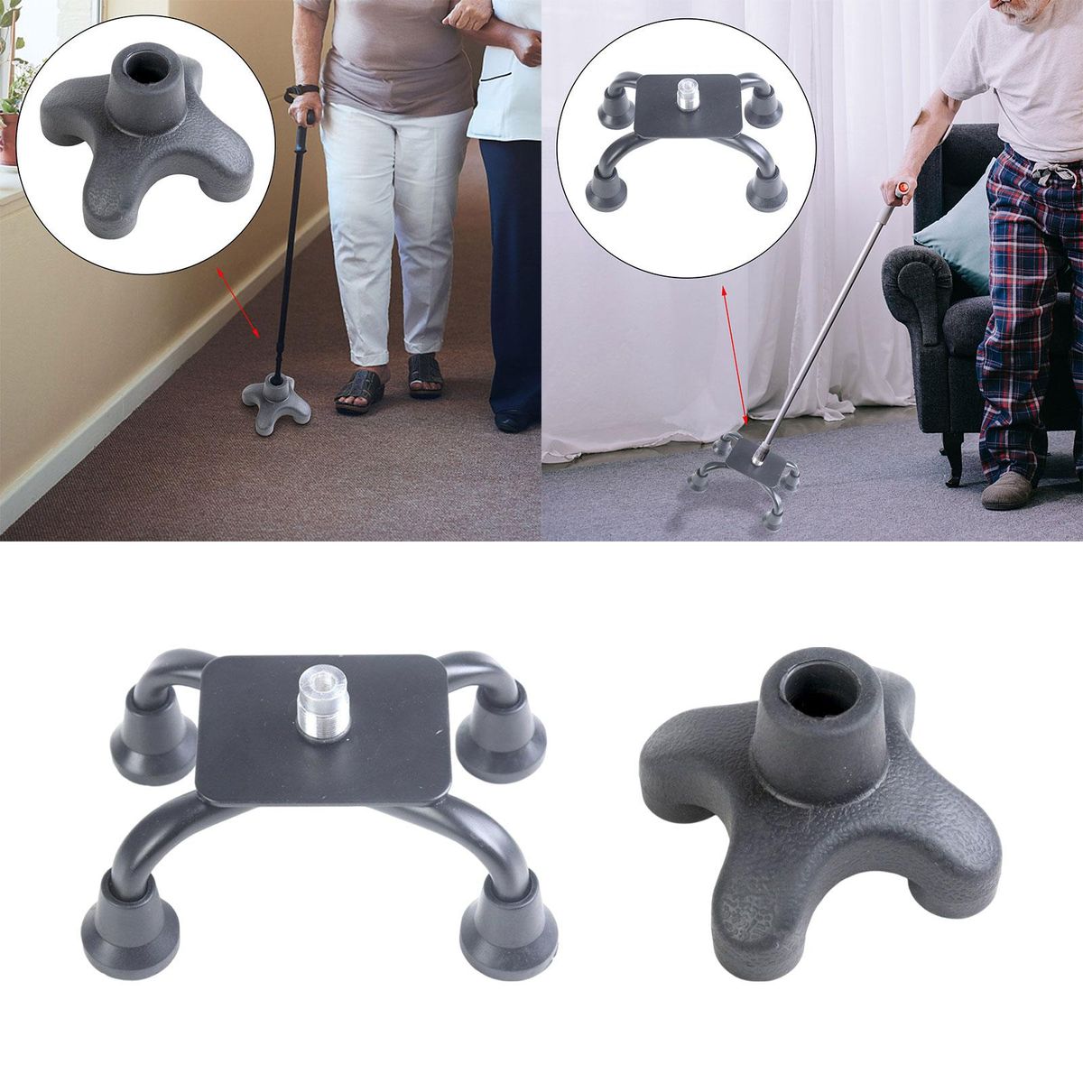 Cane Rubber Tips Replacement Universal 4 Leg Quad Support Style A