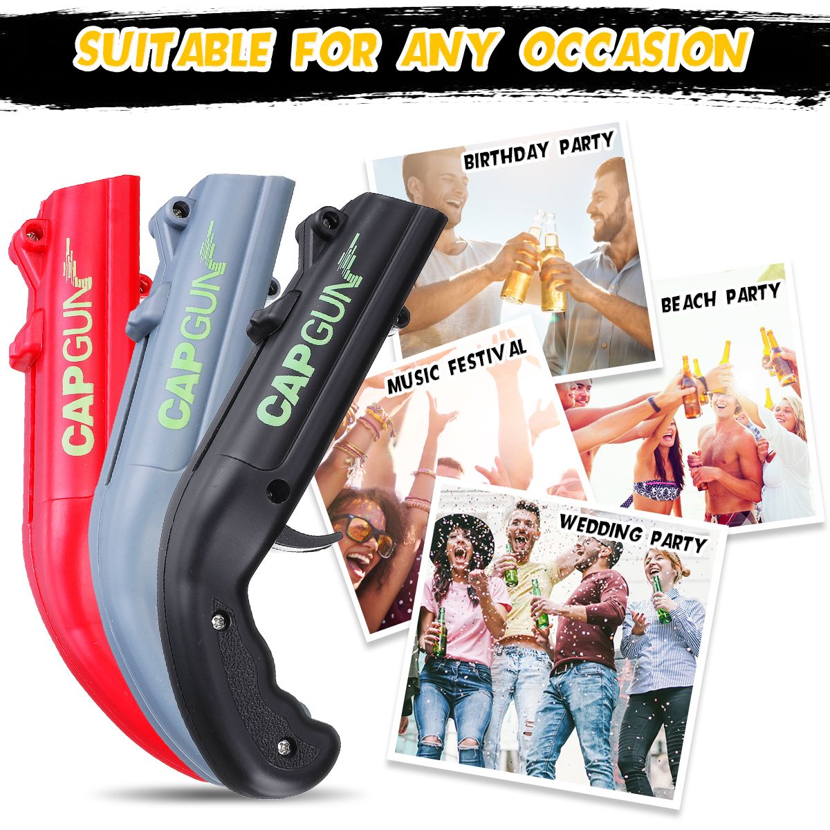 SAFETYON Cap Bottle Opener 3 Pieces Beer Opener Beer Bottle
