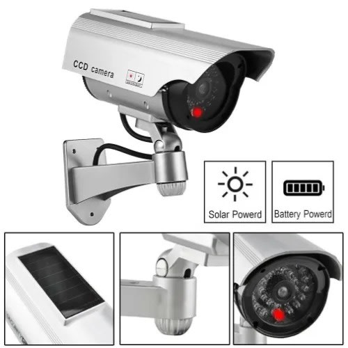 Solar Powered Dummy Cctv Camera With Flashing LED Light