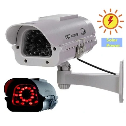 Solar Powered Dummy Cctv Camera With Flashing LED Light