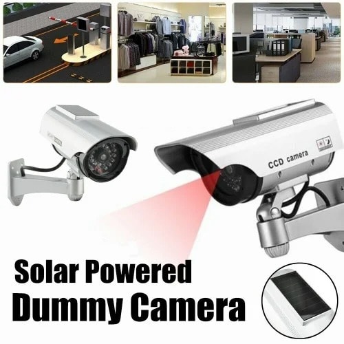 Solar Powered Dummy Cctv Camera With Flashing LED Light