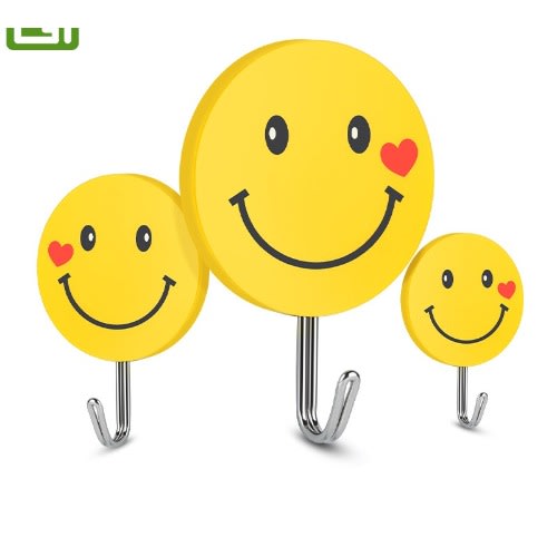 Wall Mounted Emoji Strong Self Adhesive Hook Cute Clothes Hooks -9pcs