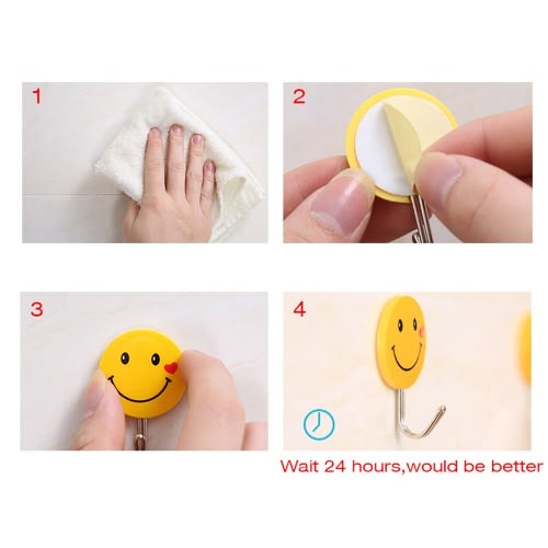 Wall Mounted Emoji Strong Self Adhesive Hook Cute Clothes Hooks -9pcs