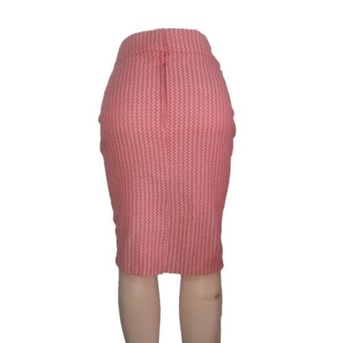 Chevron Patterned Pencil Skirt-Red
