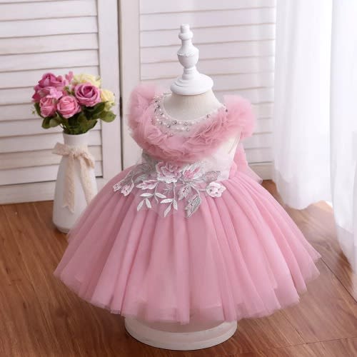 Girl Birthday Gown With Ruffle Chest - Pink