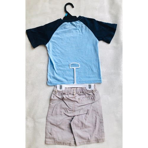 Boys Tshirt And Short Set- Ash And Blue