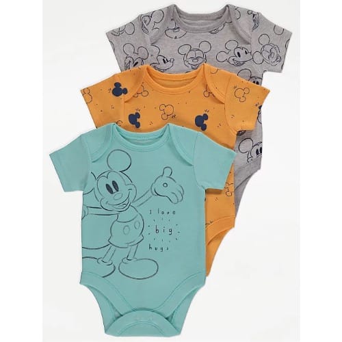 Disney Mickey Mouse Aqua Bodysuits - 3 Packs
