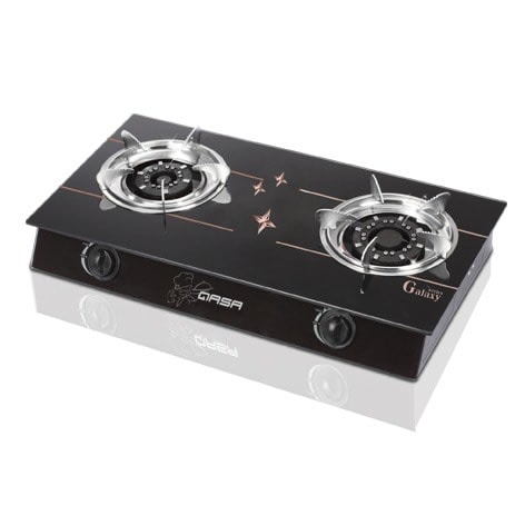 Glass Table Top Gas Cooker - qgc-2bg - Black